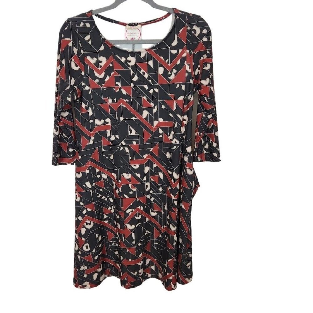NWT Yelete Geometric Print Dress in Black and Red Size‎ Small